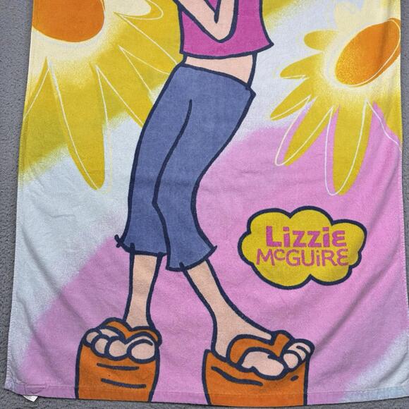 Vintage Disney Lizzie McGuire Beach Towel 29x57.5 Graphic Y2K Glam - Picture 3 of 6